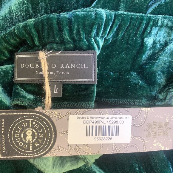 NWT Double D Ranch Green Velvet La Loma Pant Size Large - Picture 4 of 6